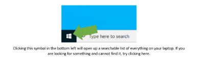 Screenshot showing the Windows Start/search button on the taskbar.